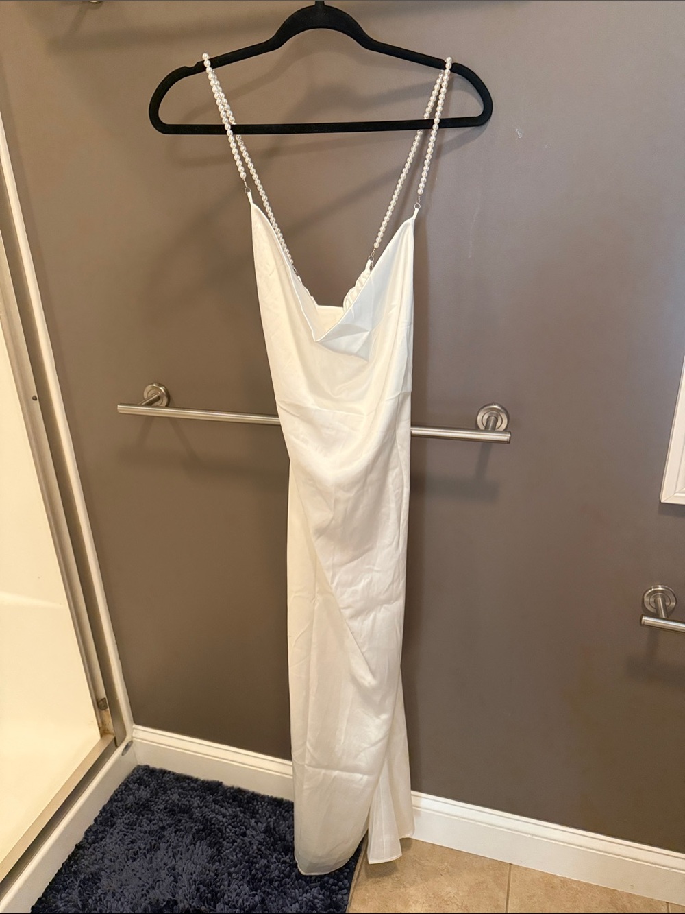 Elegant White Slip Dress with Pearl Beaded Straps